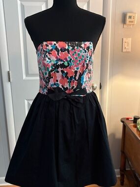 Lilly Pulitzer Black and White Strapless Dress